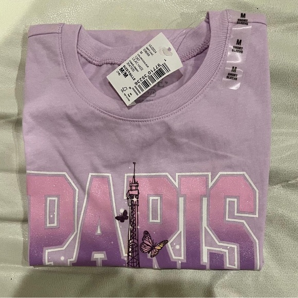 NWT: Girls Paris Graphic Tee- Lilac Haze + Glitter - Picture 3 of 4